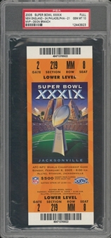 2005 Super Bowl XXXIX Full Ticket, Orange Variation - PSA GEM MT 10